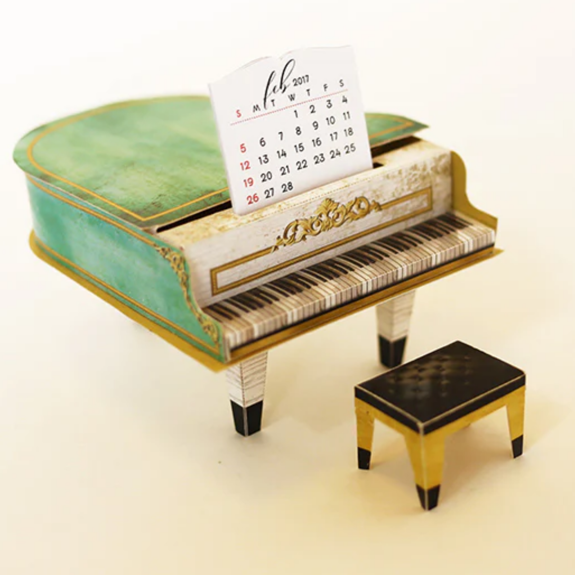 Kiyome Kraft Grand Piano DIY Desk Calendar 2024-2025 - Turquoise