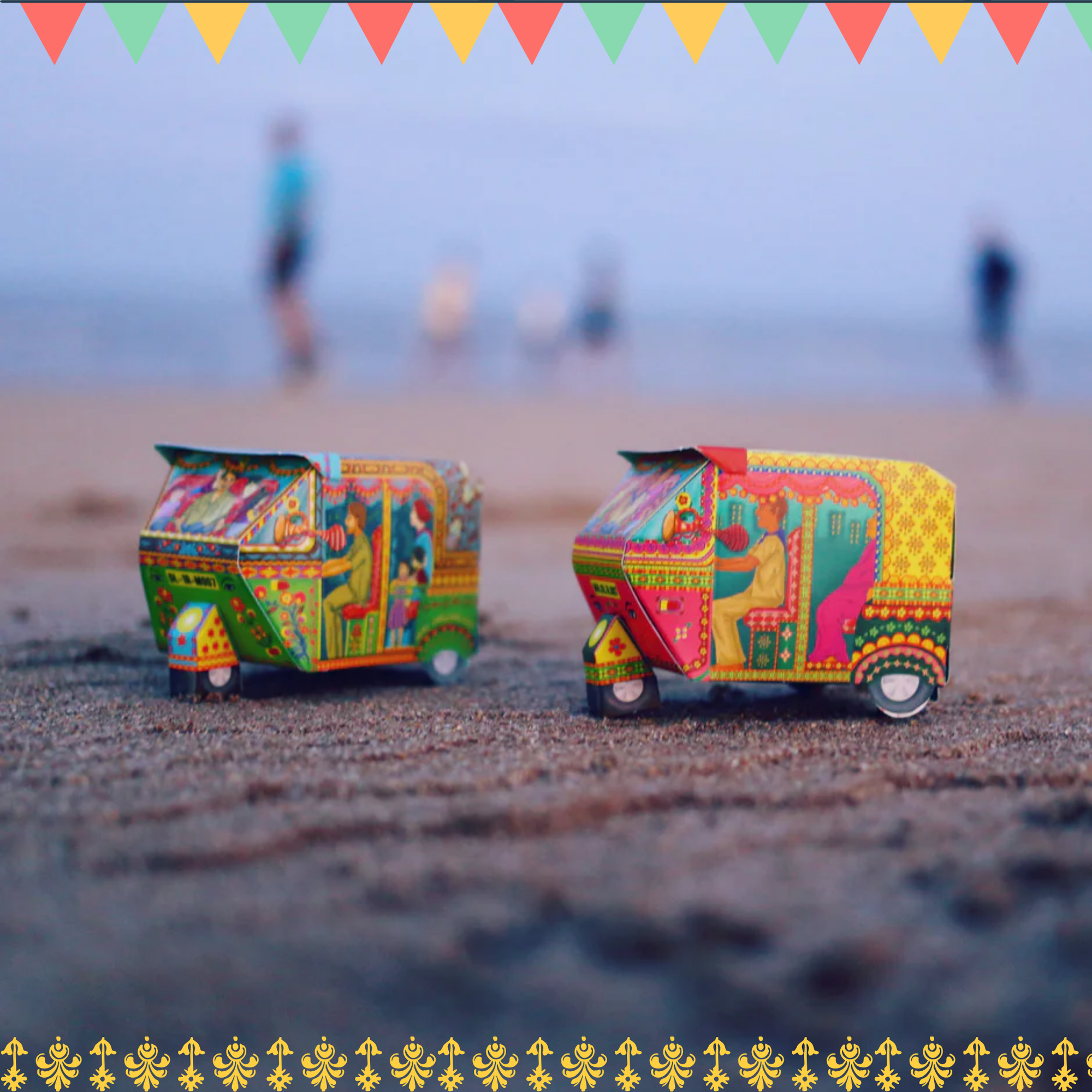 DIY Bombay Auto Rickshaw Box - Green Design | Creative Craft Kit for Kids and Adults | Eco-Friendly Decorative Gift Box | Handmade Indian Souvenir