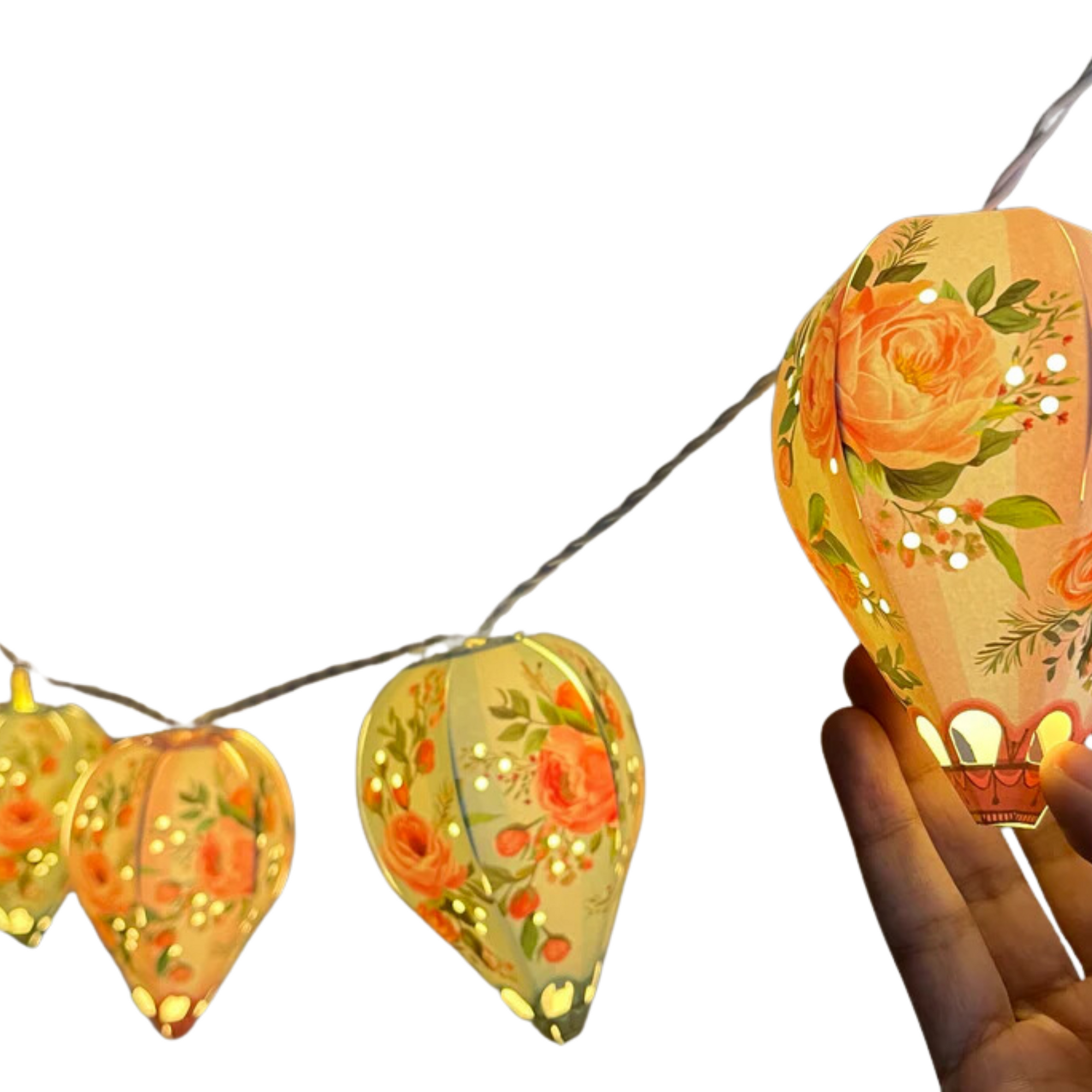 DIY Floral Paper Mini Hot Air Balloon Fairy Lights