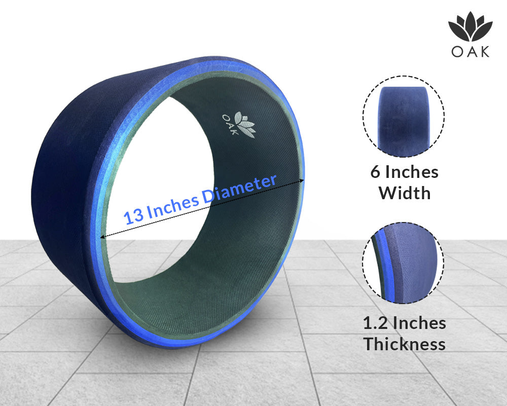 OAK Yoga Wheel | Strength, Flexibility, Yoga Poses And Balance | High Quality | 13 Inches Diameter | Blue Colour